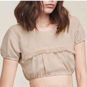 Reformation linen fringe jalisco crop top